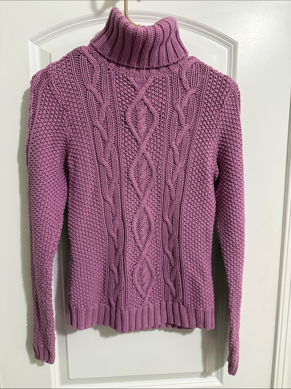 Lauren Ralph Lauren Lavender Cable Knit 💯 Cotton Turtleneck Sweater